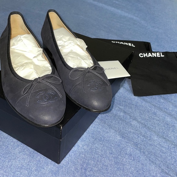 Chanel Ballet Flats Dark Blue - Picture 1 of 5